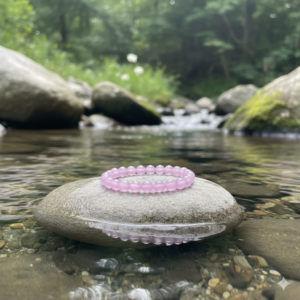 natural rose quartz healing bracelet – pink crystal beaded love & harmony wrist mala